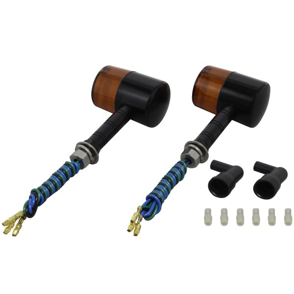 093491-W6 ポッシュ POSH ミドルマシンドウインカー71 スーパーロングステー ダブル球 黒/オレンジ