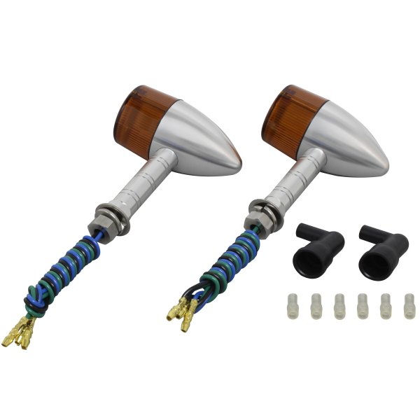 093498-W3 ポッシュ POSH ミドルマシンドウインカー砲弾タイプ スーパーロングステー ダブル球 シルバー/オレンジ