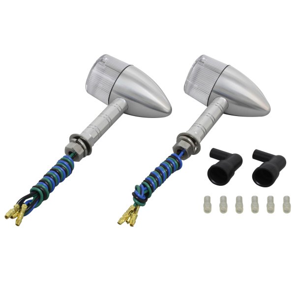 093598-W3 ポッシュ POSH ミドルマシンドウインカー砲弾タイプ スーパーロングステー ダブル球 シルバー/クリア