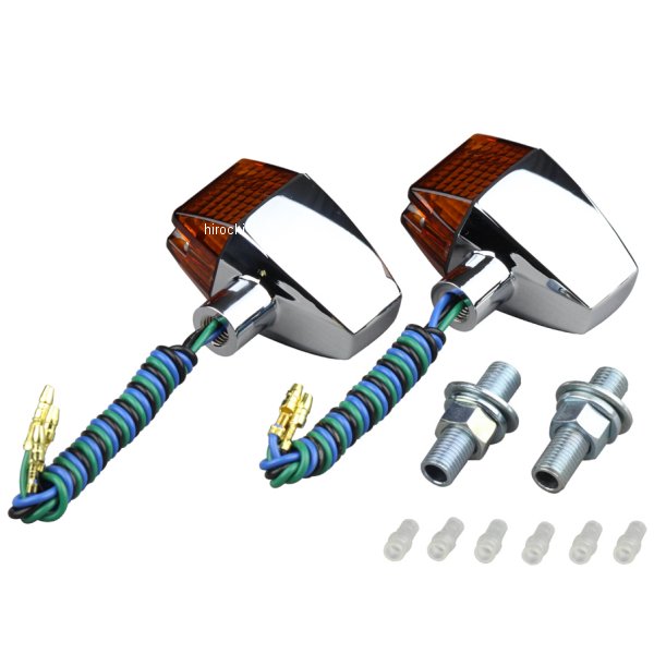 095446 ポッシュ POSH ウィンカー クラシカル スリム&シャープタイプ ダブル球 メッキ/オレンジ 2個入り