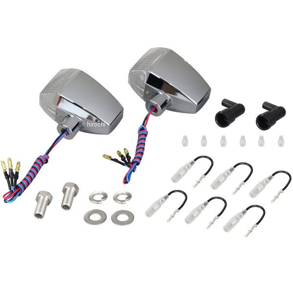 096462 ポッシュ POSH LEDウインカー ZRタイプ スタンダード ダブル仕様 メッキ/クリア 2個入り