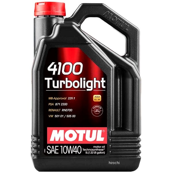 107720 モチュール MOTUL 4100 TURBOLIGHT 化学合成 4スト 4輪用エンジンオイル 10W-40 4リットル