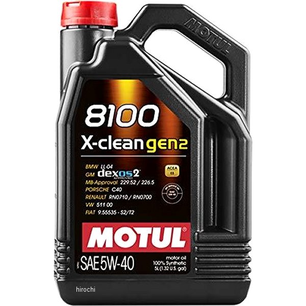 109897 モチュール MOTUL 8100 X-clean GEN2 100%化学合成 4スト 4輪用エンジンオイル 5W-40 5リットル