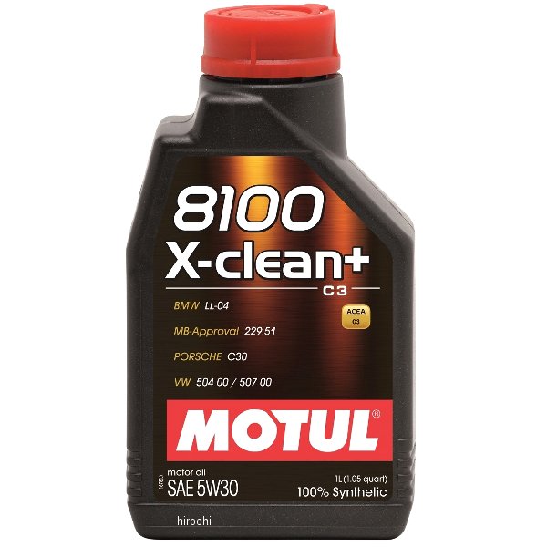 110573 モチュール MOTUL 8100 X-clean+ 100%化学合成 4スト 4輪用エンジンオイル 5W-30 1リットル