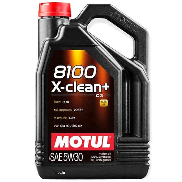 110575 モチュール MOTUL 8100 X-clean+ 100%化学合成 4スト 4輪用エンジンオイル 5W-30 5リットル