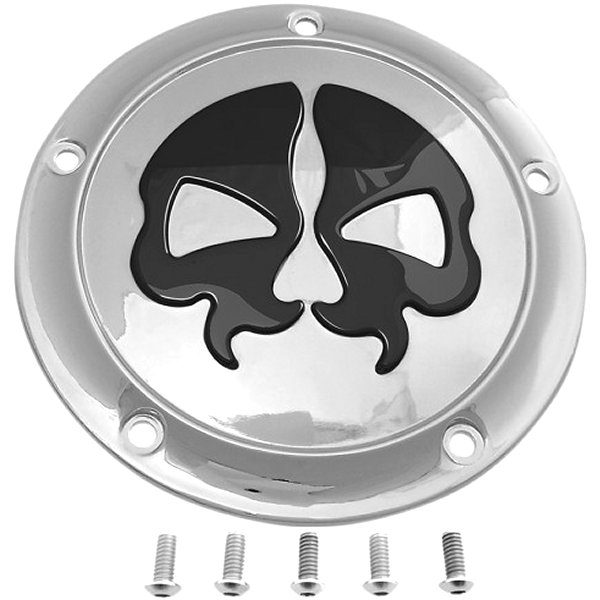 1107-0546 DRAG ダービーカバー 99年-18年 BigTwin 5穴 スピリットスカル クローム