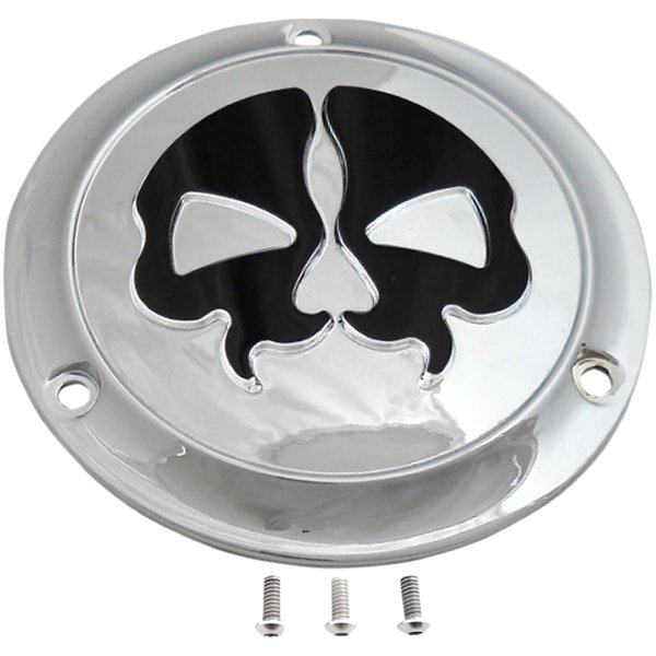1107-0548 DRAG ダービーカバー 70年-98年 BigTwin スピリットスカル 3穴 クローム