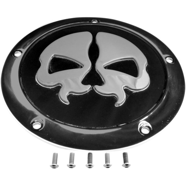 1107-0553 DRAG ダービーカバー 16年以降 FLH スピリットスカル 黒