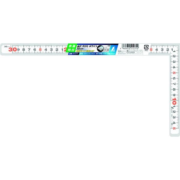 11171 147-7630 シンワ測定(株) シンワ 曲尺平ぴた ホワイト 30cm 表裏同目