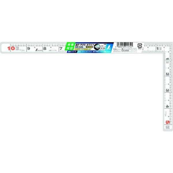 11174 147-7643 シンワ測定(株) シンワ 曲尺平ぴた ホワイト 1尺 表裏同目