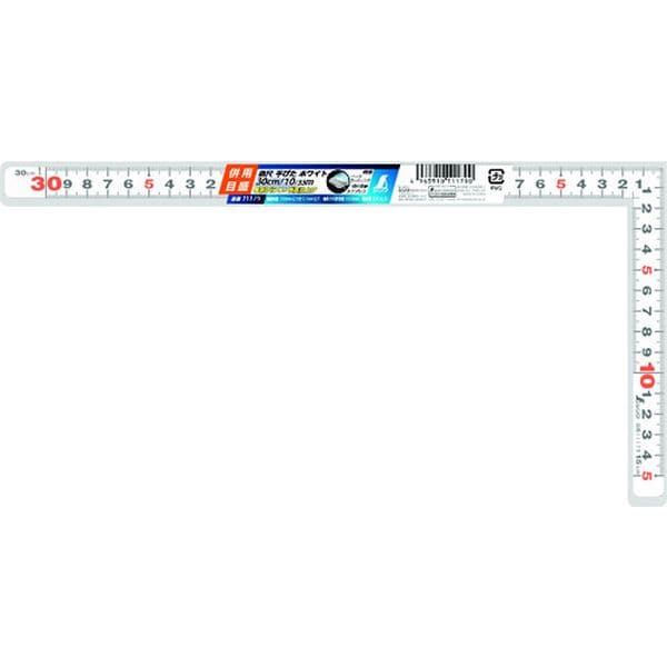11179 147-7641 シンワ測定(株) シンワ 曲尺平ぴた ホワイト 30cm/1尺 併用目盛