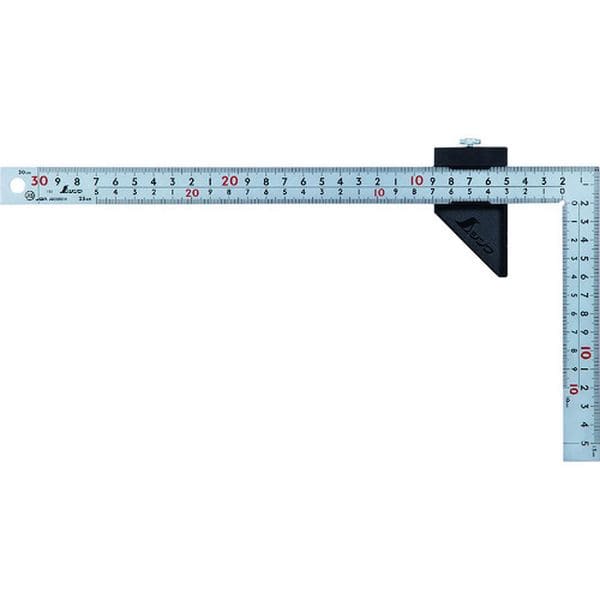 12434 シンワ測定(株) シンワ 曲尺 厚手広巾 シルバー 30cm表裏同目 8段目盛 ストッパー付 JIS