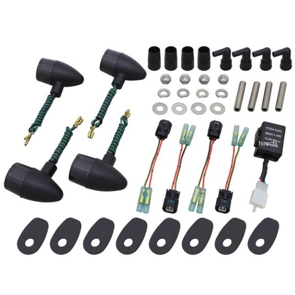 132097-56 ポッシュ POSH クラシカル 砲弾タイプウインカーキット 18年-22年 Z900RS、Z900RSカフェ ブラック /スモークレンズ