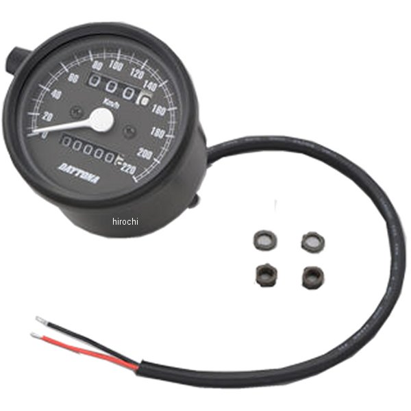 15623 デイトナ 機械式スピードメーター φ60 LED照明 220km 黒/黒 汎用