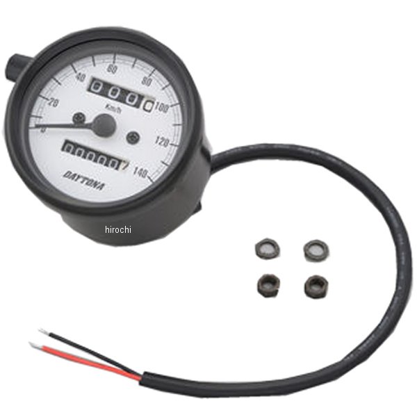 15624 デイトナ 機械式スピードメーター φ60 LED照明 140km 黒/白 汎用