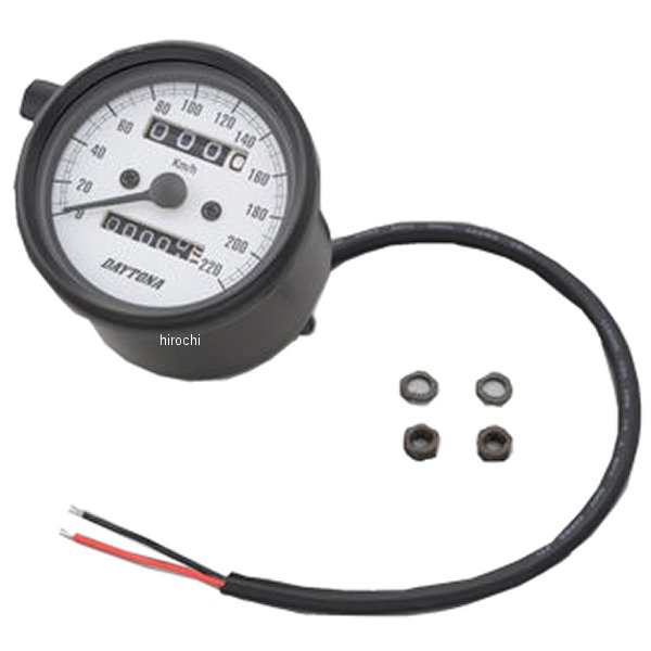 15625 デイトナ 機械式スピードメーター φ60 LED照明 220km 黒/白 汎用