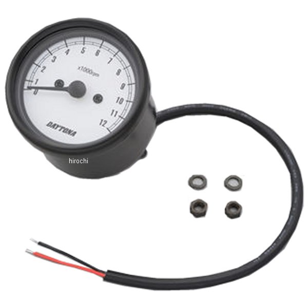 15631 デイトナ 機械式タコメーター φ60 LED照明 12000rpm 黒/白 汎用