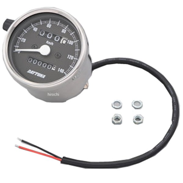15633 デイトナ 機械式スピードメーター φ60 LED照明 140km シルバー/黒 汎用