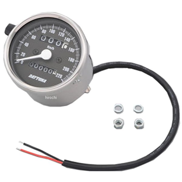 15634 デイトナ 機械式スピードメーター φ60 LED照明 220km シルバー/黒 汎用