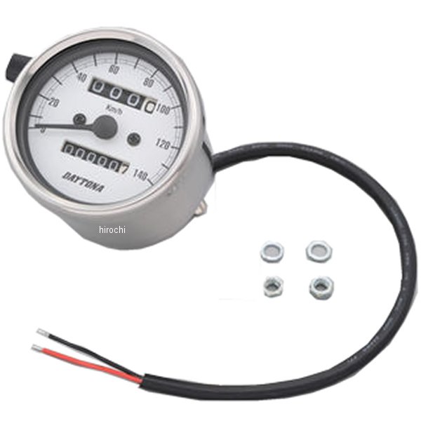 15635 デイトナ 機械式スピードメーター φ60 LED照明 140km シルバー/白 汎用