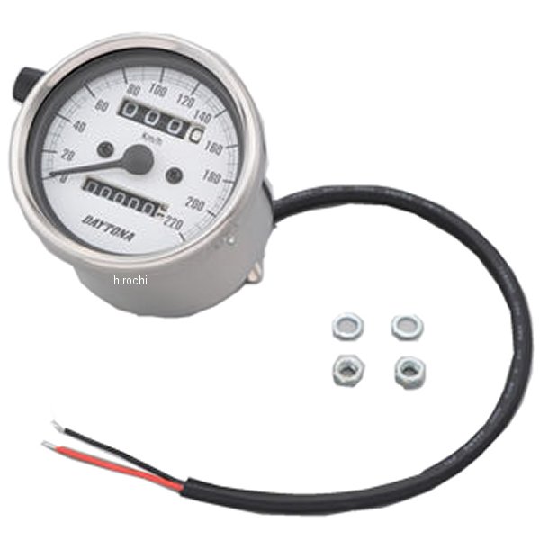 15636 デイトナ 機械式スピードメーター φ60 LED照明 220km シルバー/白 汎用