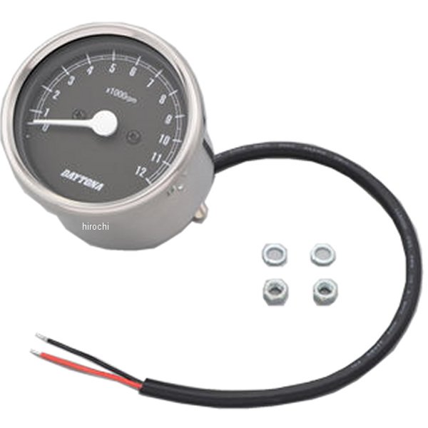 15641 デイトナ 機械式タコメータ φ60 LED照明 12000rpm シルバー/黒 汎用