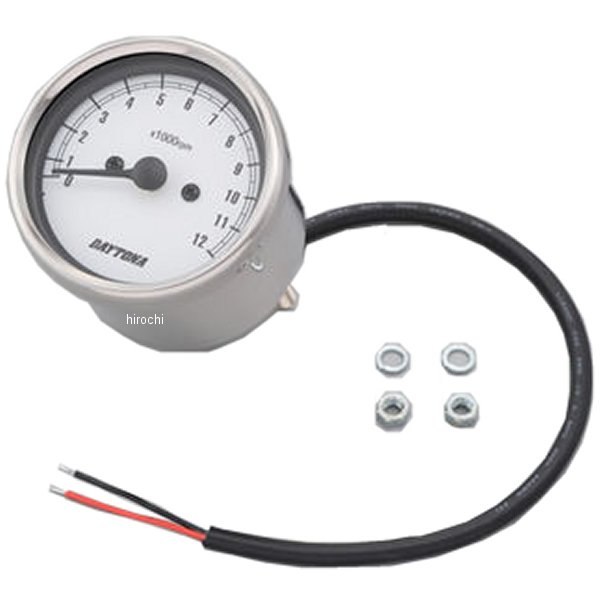 15642 デイトナ 機械式タコメータ φ60 LED照明 12000rpm シルバー/白 汎用