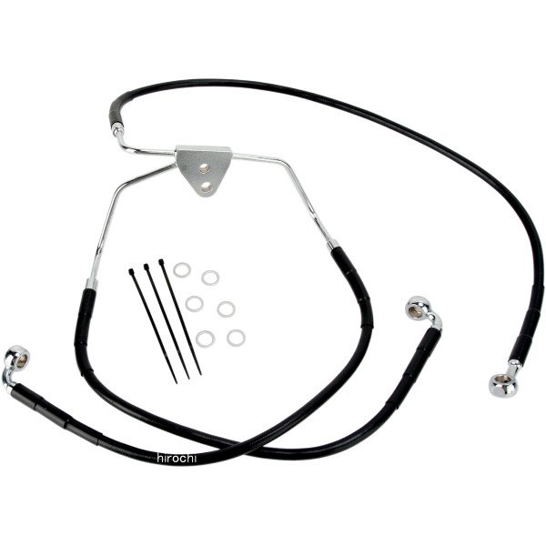 1741-2512 DRAG フロント ブレーキライン 黒ステンレス 08年-13年 FLT ABS無 +8インチ