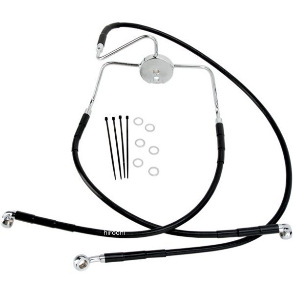 1741-2524 DRAG フロント ブレーキライン 黒ステンレス 94年-07年 FLHR +8インチ