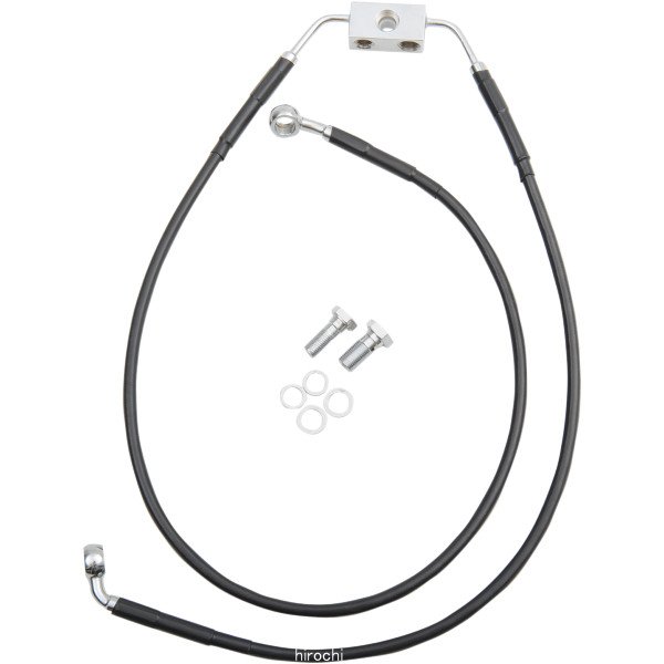 1741-3804 DRAG フロント ブレーキライン 黒ステンレス 12年以降 FXDB ABS付 アッパー/ロアー +6インチ