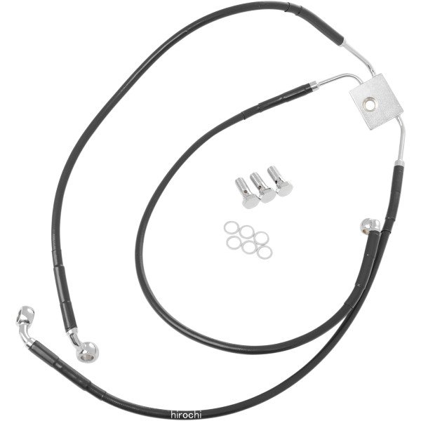 1741-3828 DRAG フロント ブレーキライン 黒ステンレス 12年以降 FXDF ABS付 アッパー/ロアー +6インチ