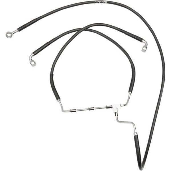 1741-3998 DRAG フロント ブレーキライン 黒ステンレス 14年以降 FLH ABS付 アッパー +8インチ(72.5インチ)