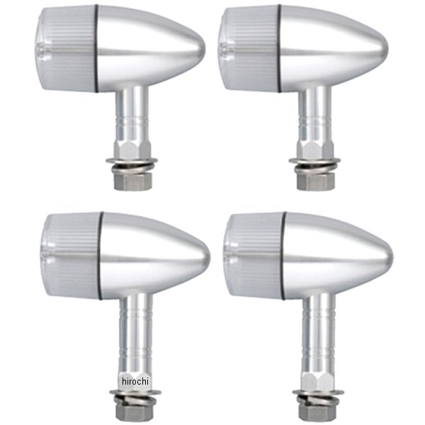 190099-03 ポッシュ POSH ウインカー ホンダ、ヤマハ、スズキ アルミマシンドシリーズ 砲弾タイプ メッキ/クリアー