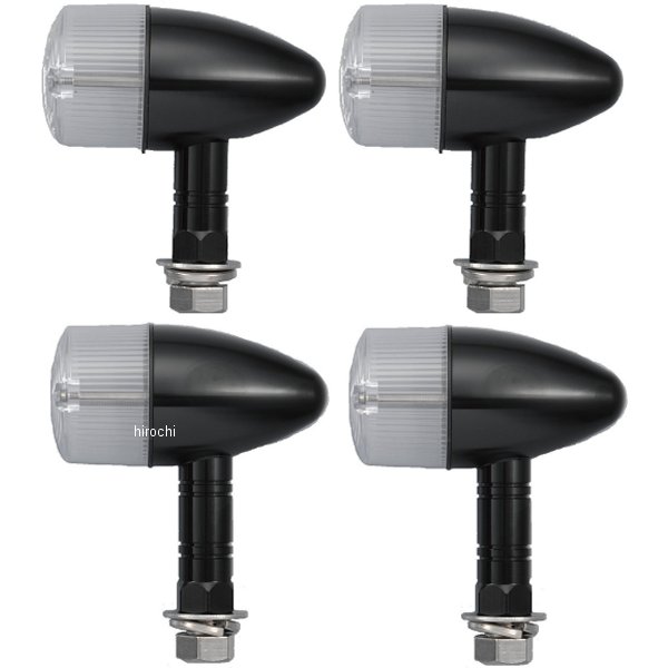 190499-06 ポッシュ POSH ウインカー ホンダ、ヤマハ、スズキ アルミマシンドシリーズ 砲弾タイプ 黒/クリアー