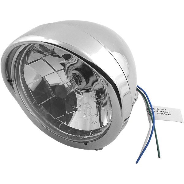 2001-0095 DRAG ヘッドライト 5.75インチ H4 バイザー クリアレンズ/クローム