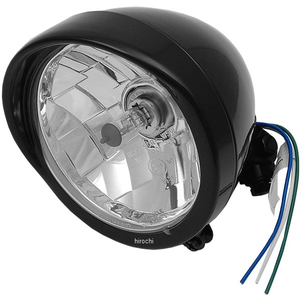 2001-0551 DRAG ヘッドライト 5.75インチ H4 バイザー クリアレンズ/グロスブラック