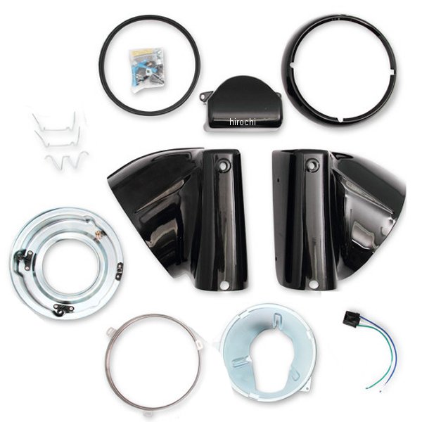 2001-1482 DRAG ヘッドライト用ナセルキット 7インチ ソフテイル 黒