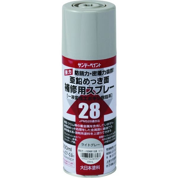 2001UW サンデーペイント(株) サンデーペイント 亜鉛めっき面補修用スプレー ライトグレー 300M