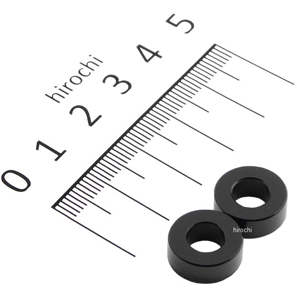 201443-05 ポッシュ アルミスペーサー 汎用 M6&1/4インチ用 黒 T=5 2個