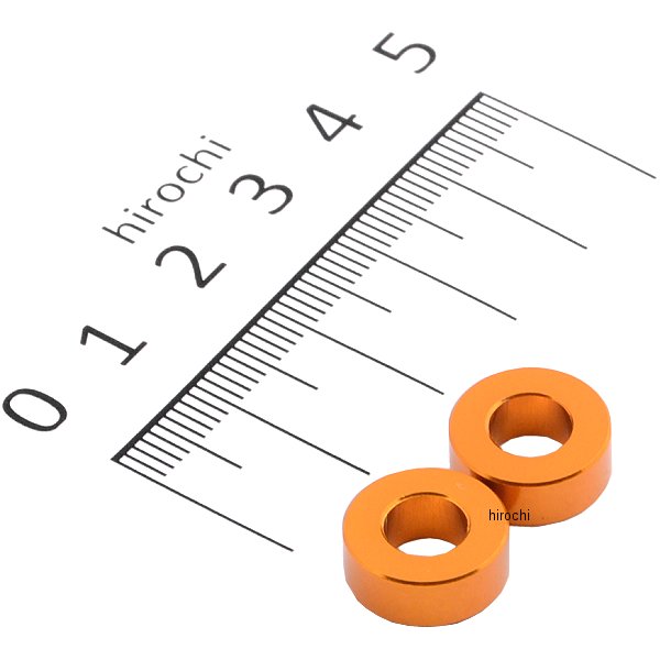 201447-05 ポッシュ アルミスペーサー 汎用 M6&1/4インチ用 ゴールド T=5 2個