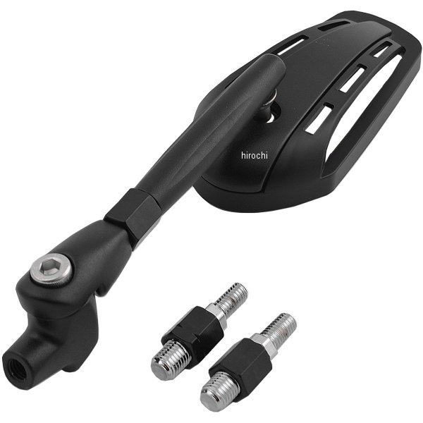 203-8049 キジマ TECH01ミラー ショート ステー長110mm ブラック/ブラック ネジ10mm 左右兼用 1本売り