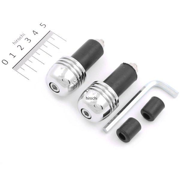 204-1344 キジマ バーエンド ビッグヘッド アルミ D22.6 L26 内径14/17～19mm 2個セット メッキ