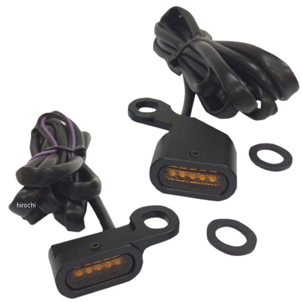 2040-2134 DRAG LEDハンドルバーマーカーライト 00年-14年 ソフテイル 黒/アンバー