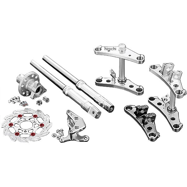 205385-13 シフトアップ ワイドステム 27mm フロントフォークキット モンキー バーハンドル対応 クランプ付 シルバー 2pods