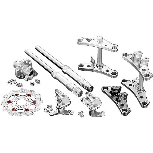 205387-13 シフトアップ ワイドステム 27mm フロントフォークキット モンキー バーハンドル対応 クランプ付 シルバー 4pods