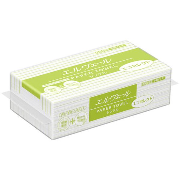 21000699 541-1052 エルヴェール ペーパータオル エコセレクト 中判(703521/21000699)