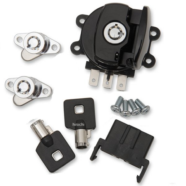 2106-0408 DRAG イグニッションスイッチ/サドルバッグ互換の鍵付き 98年-13年 FLHR 黒