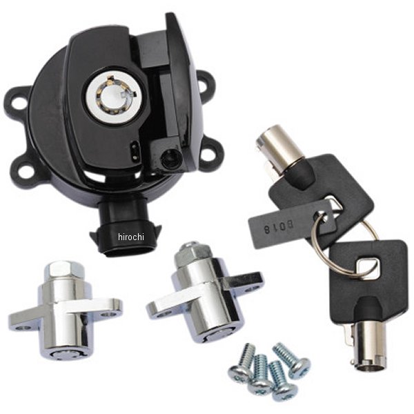 2106-0412 DRAG イグニッションスイッチ/サドルバッグ互換の鍵付き 14年以降 FLHR 黒