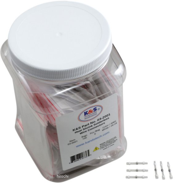 2120-0969 03-2001 ケーアンドエス K&S 熱収縮コネクター 白 AWG 26?24 6個入 x 100パック