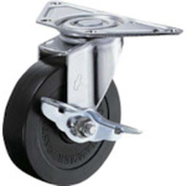 215ER75 ハンマーキャスター(株) ハンマー プレート式コーナーキャスター 旋回式ゴム車輪 75mm ストッパー付